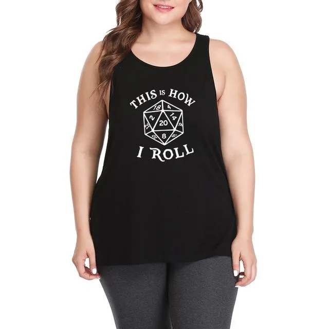 20 Sided Dice Magic The Gathering Plus Size Workout Casual Tank Tops Womens