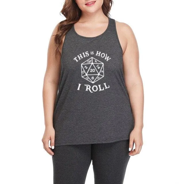 20 Sided Dice Magic The Gathering Plus Size Workout Casual Tank Tops Womens