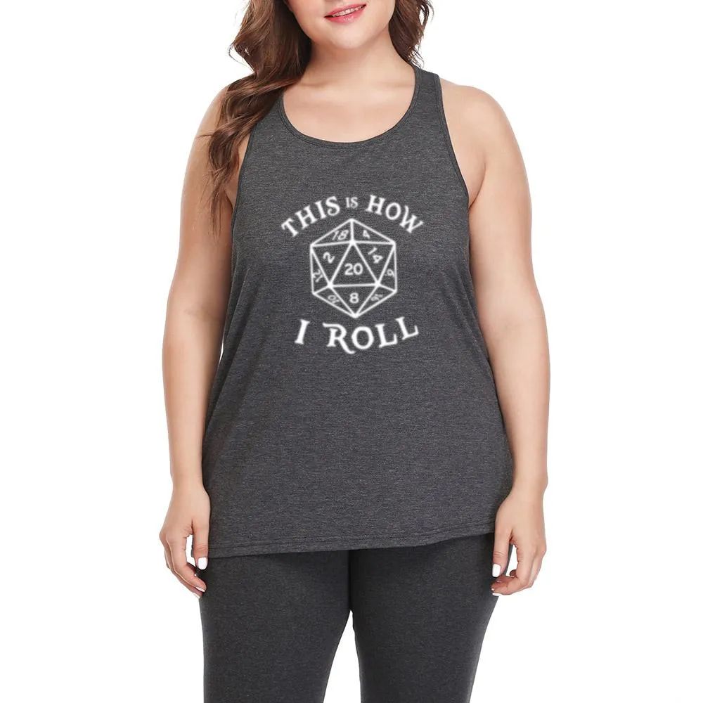 20 Sided Dice Magic The Gathering Plus Size Workout Casual Tank Tops Womens