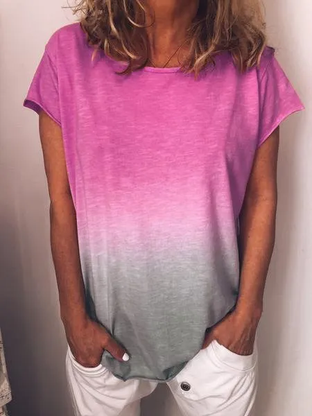 2019 Summer New Arrival woman Vest O-Neck Gradient Colour Print color Vest Loose Casual woman Vest Tops Plus size S-5XL