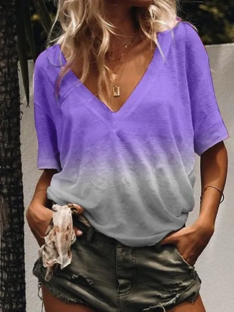 2019 Summer New Arrival woman Vest O-Neck Gradient Colour Print color Vest Loose Casual woman Vest Tops Plus size S-5XL