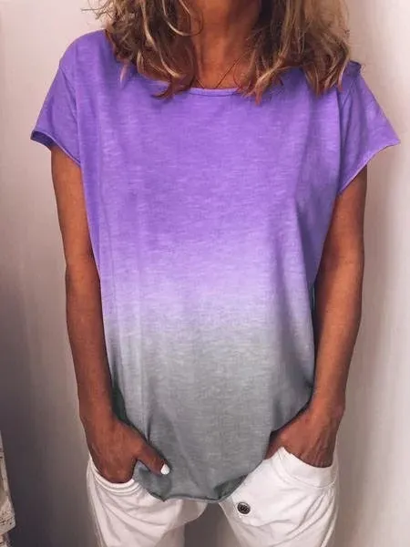 2019 Summer New Arrival woman Vest O-Neck Gradient Colour Print color Vest Loose Casual woman Vest Tops Plus size S-5XL