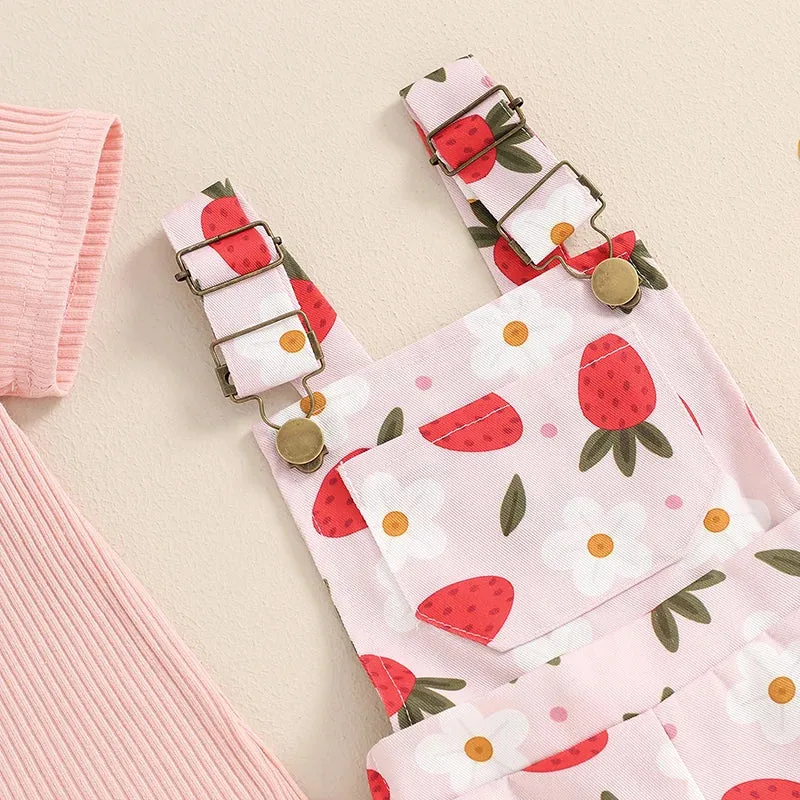 2Pcs Solid Color Ribbed Short Sleeve Clothing Set