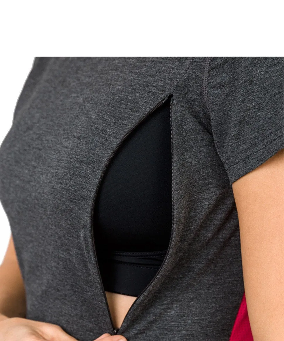 Active Workout Nursing Tee - Pink/Grey