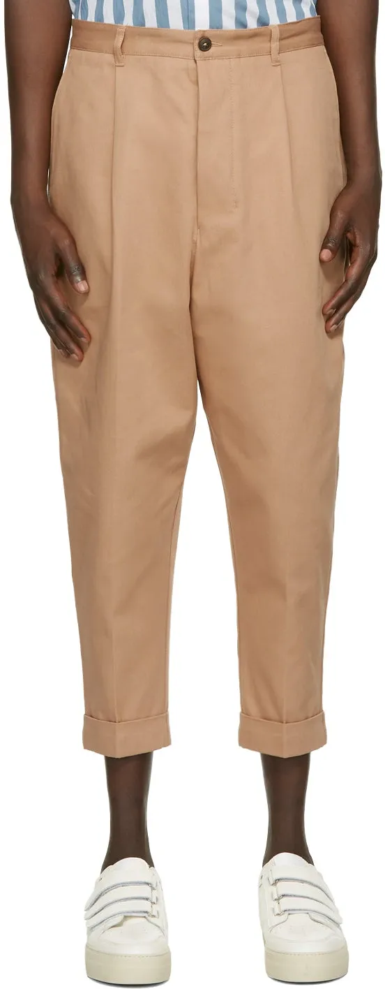AMI Alexandre Mattiussi Beige Oversized Carrot Fit Trousers