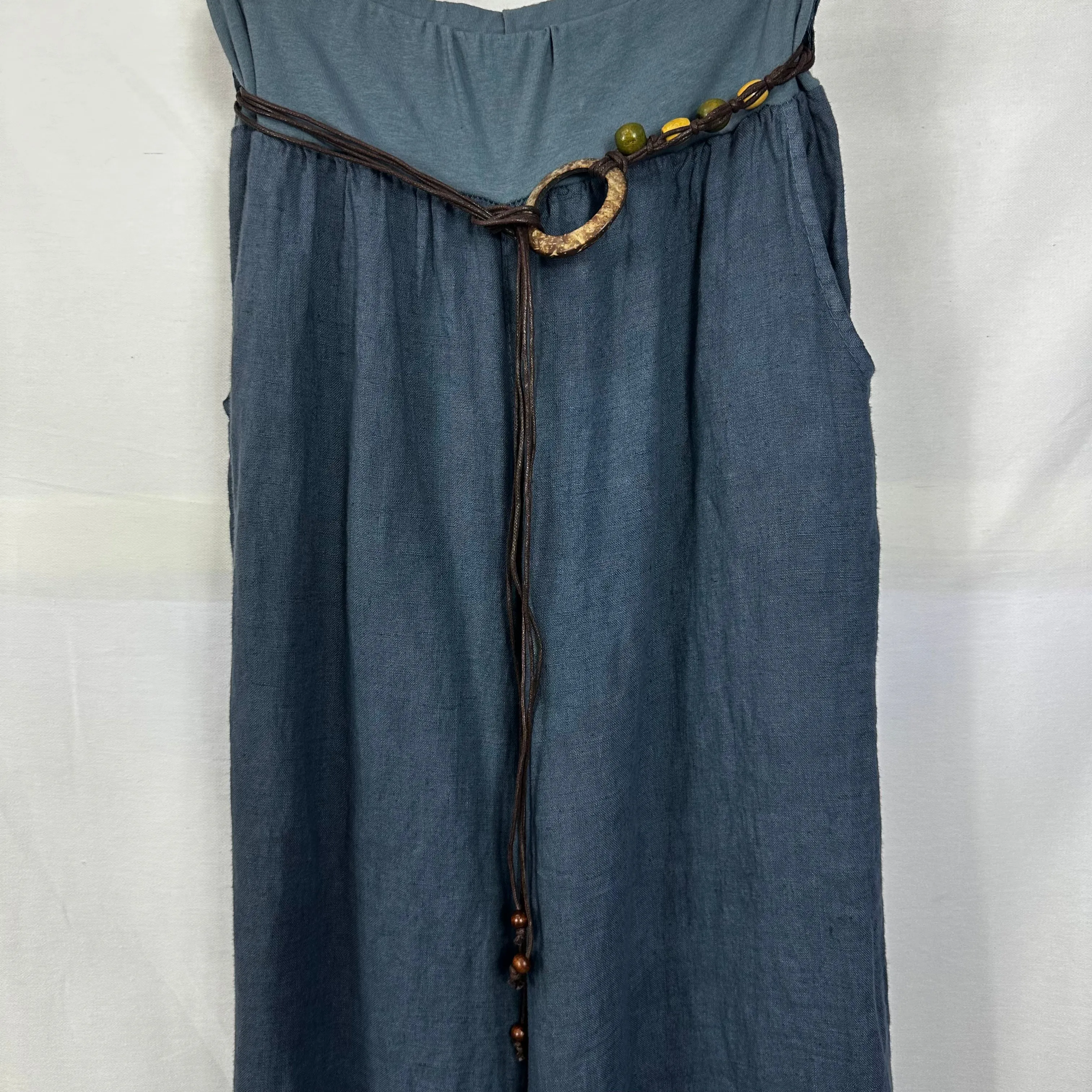 Belted Italian Linen Wide Leg Pants