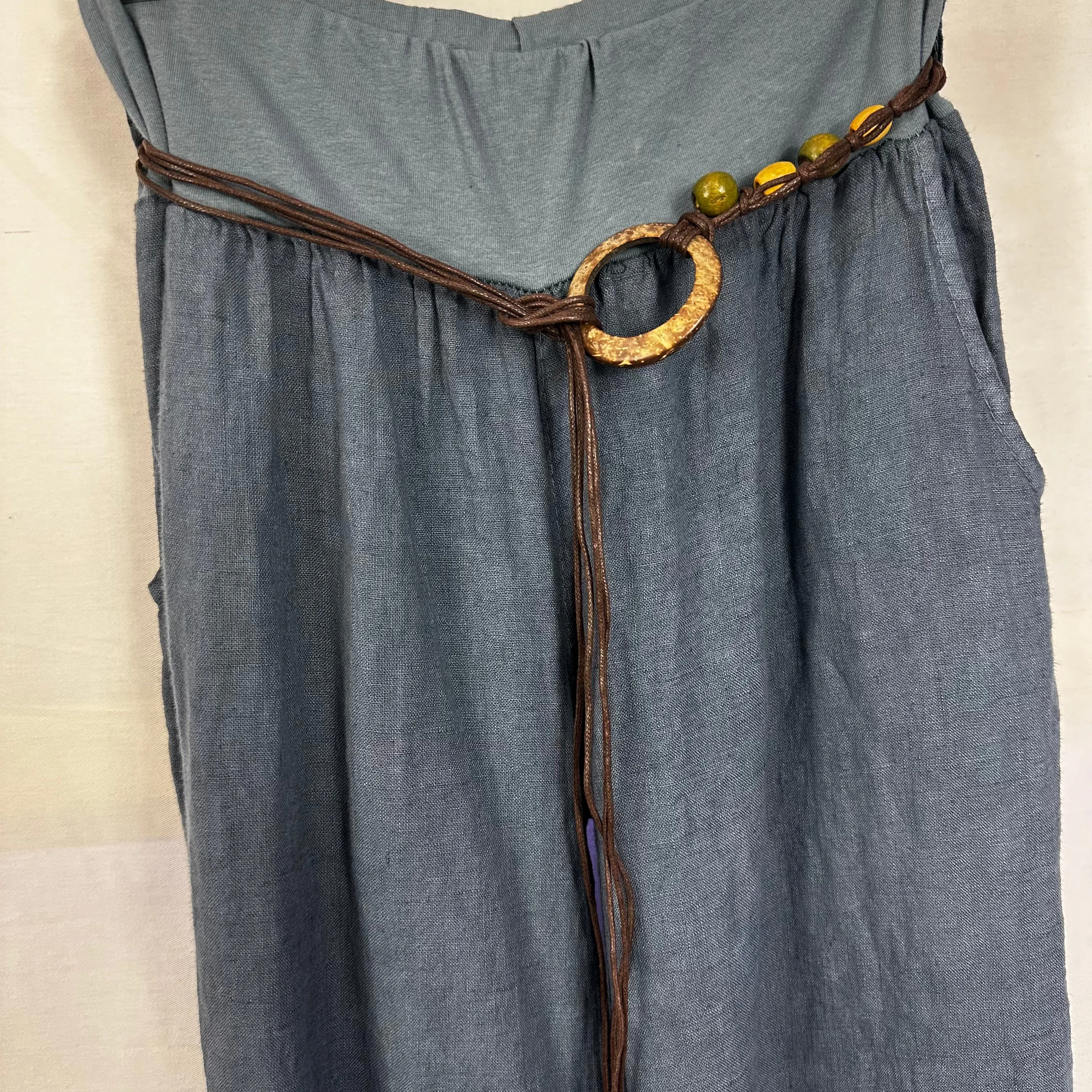 Belted Italian Linen Wide Leg Pants