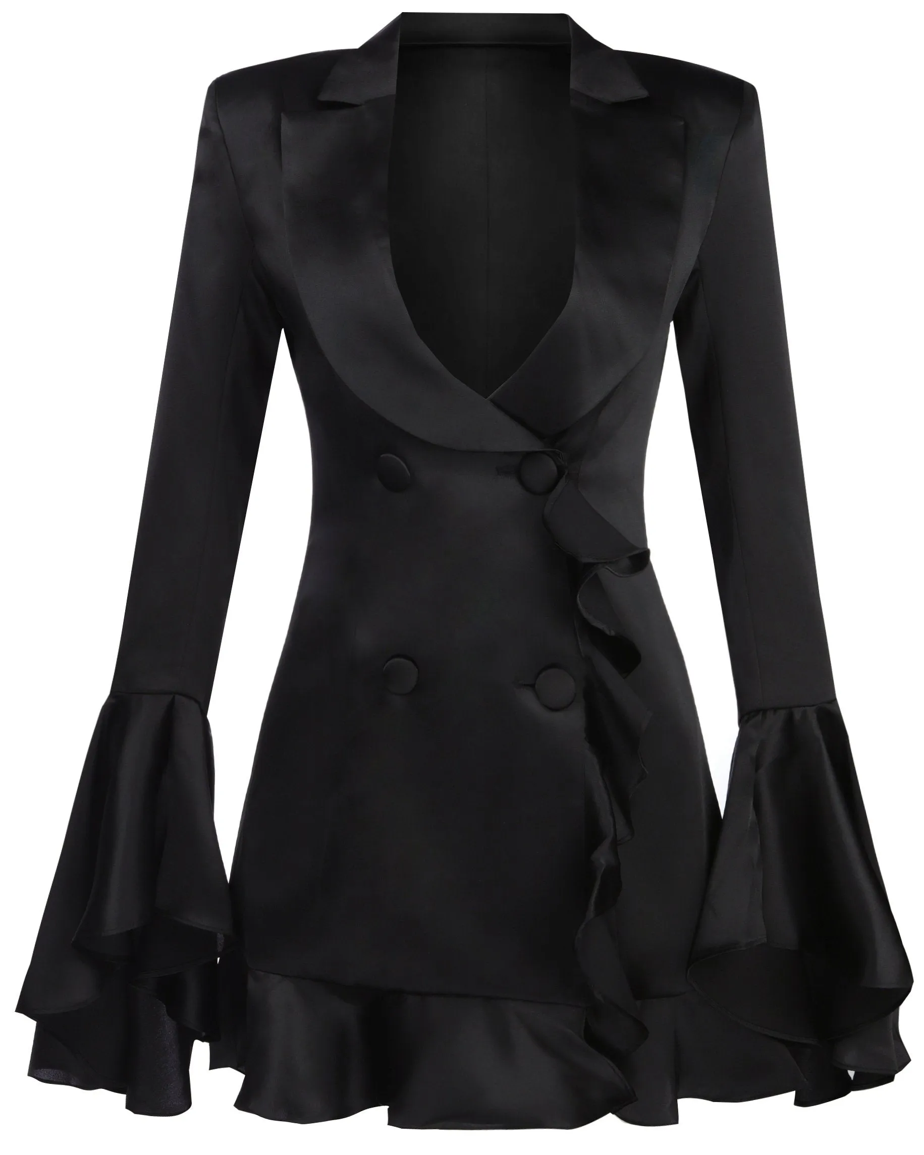 Black Ruffle Blazer-Dress