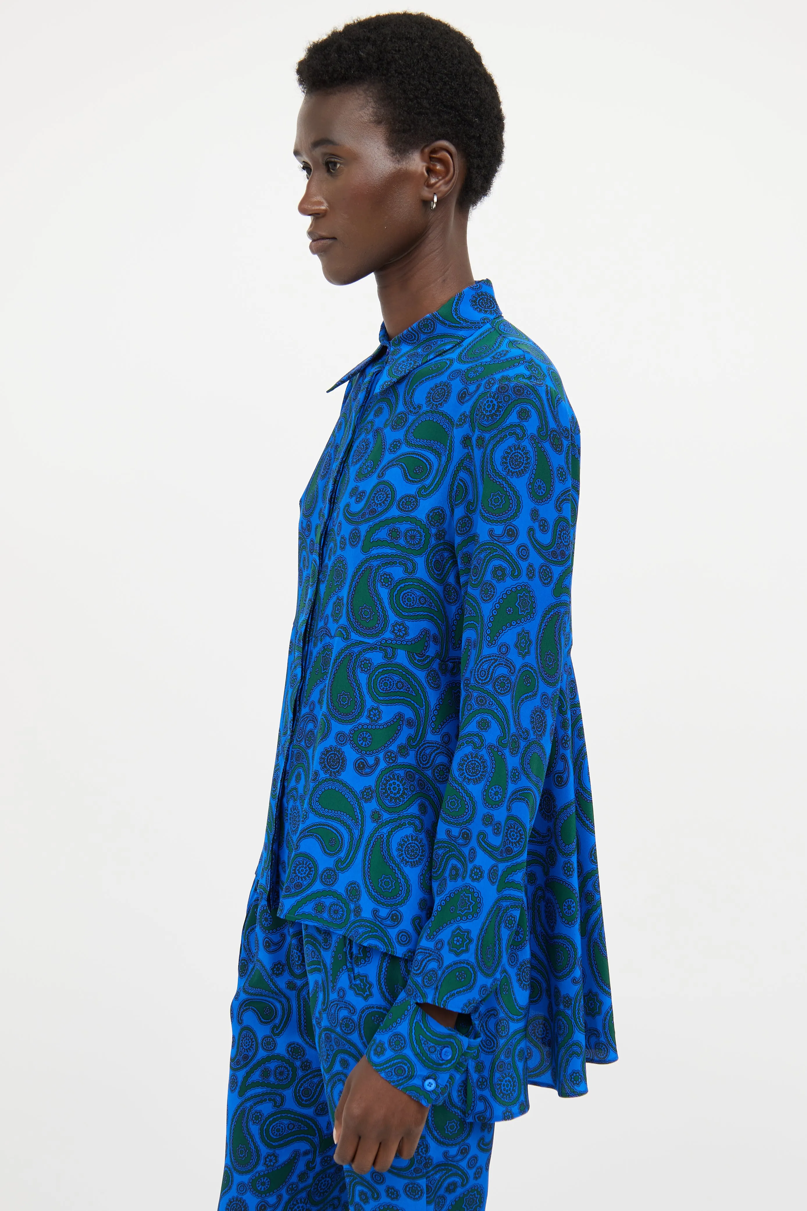 Blue & Green Silk Paisley Co-Ord Set