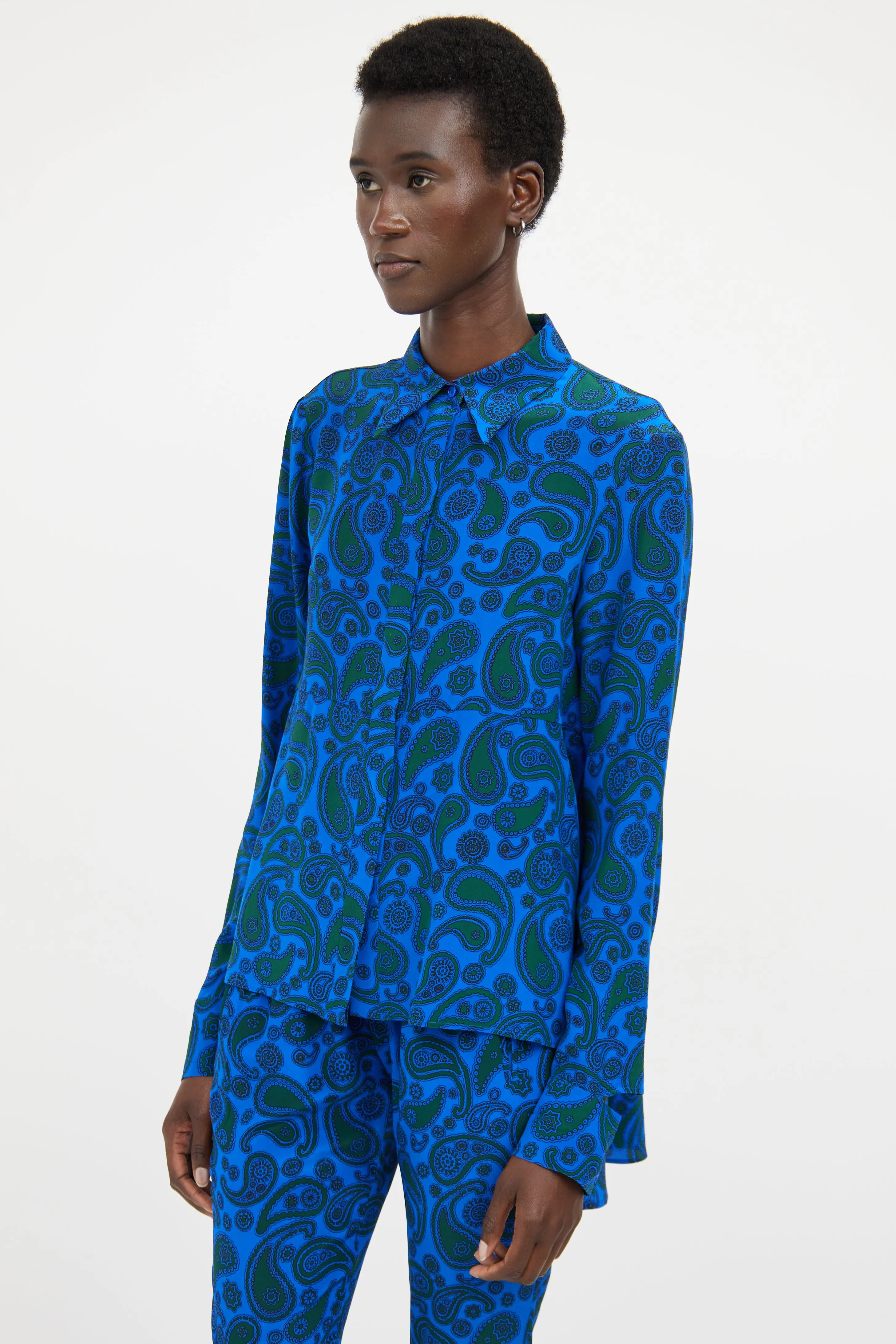 Blue & Green Silk Paisley Co-Ord Set