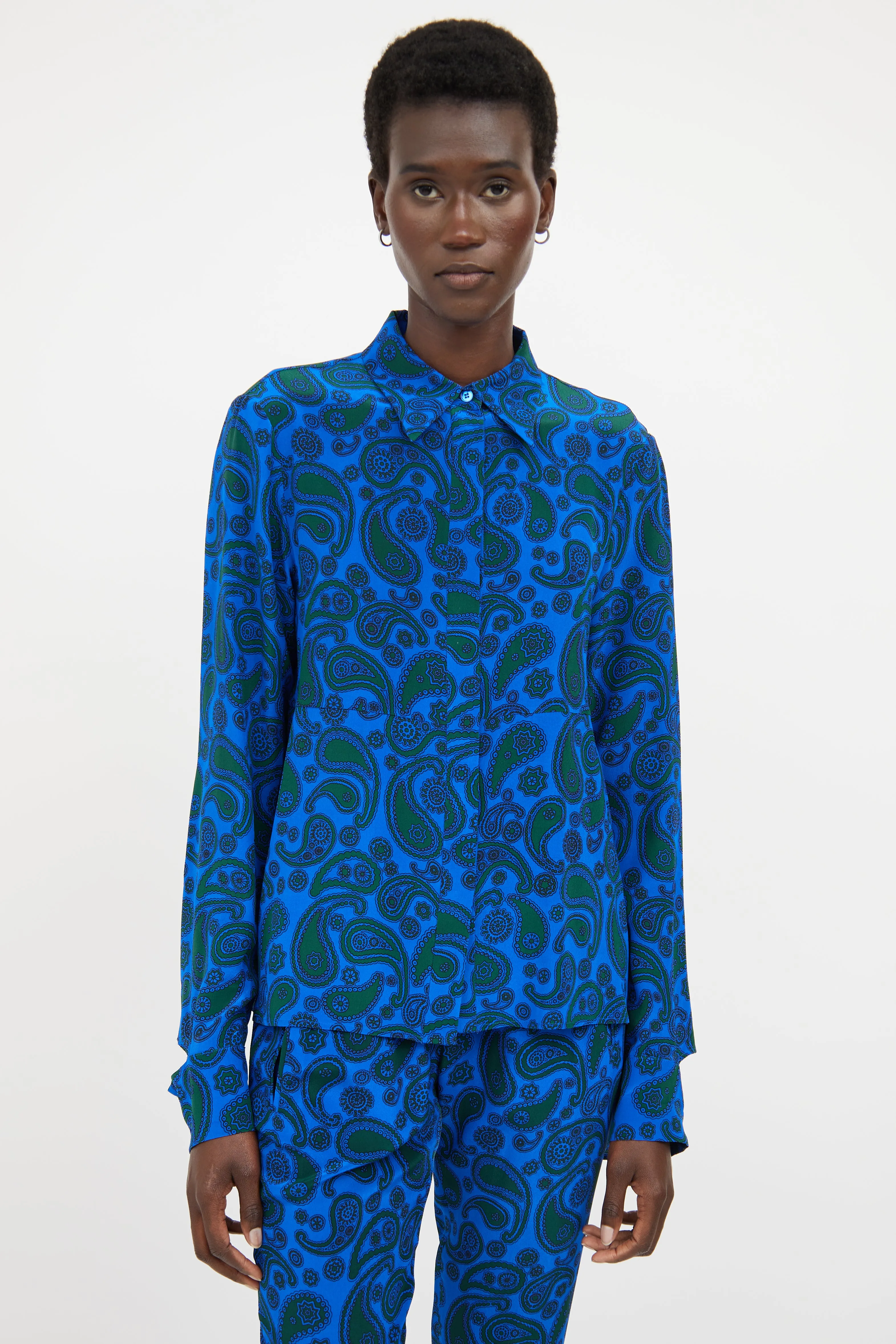 Blue & Green Silk Paisley Co-Ord Set