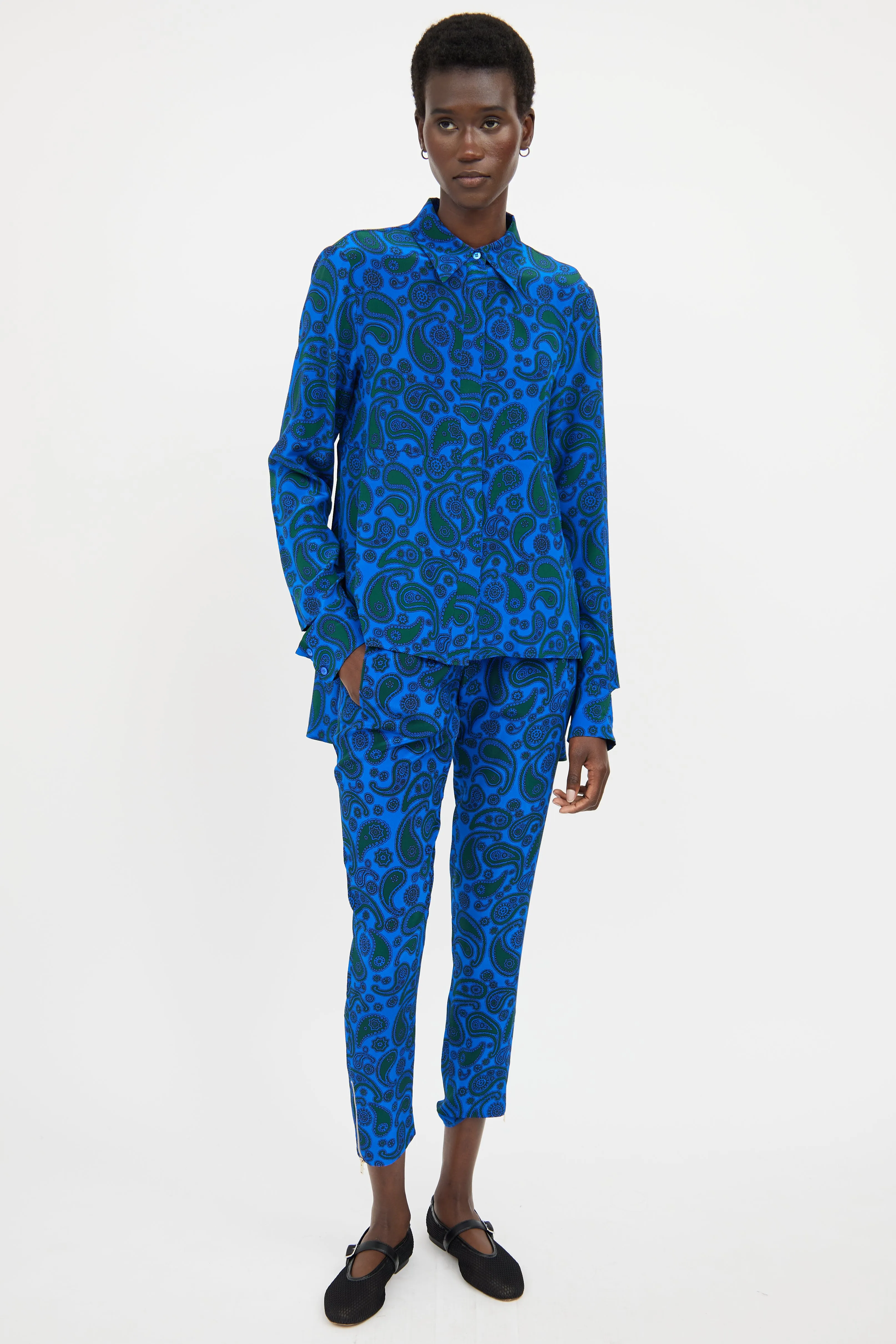 Blue & Green Silk Paisley Co-Ord Set