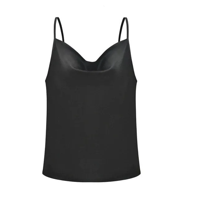 Chiffon Tank Top Summer Women Tops 2019New Style Sleeveless Top Camisoles One word collar Ladies Sling Tanks Top Plus size S-3XL