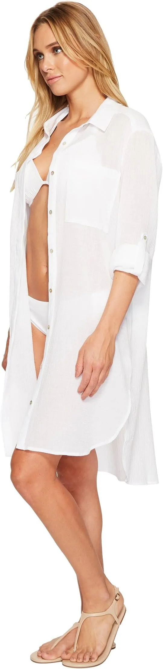 Crinkle Twill Beach Shirt Seafolly, white