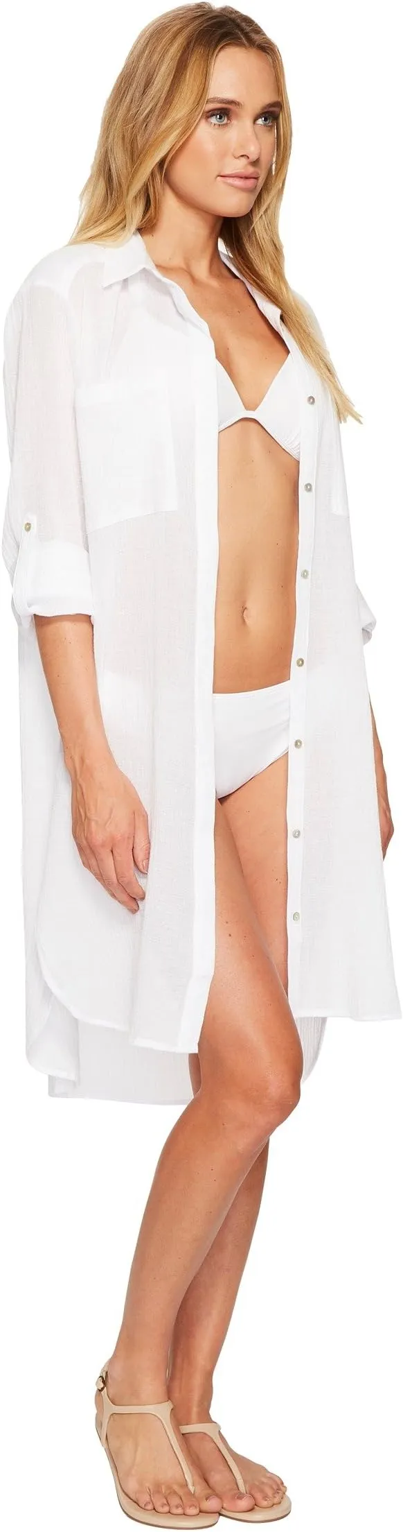 Crinkle Twill Beach Shirt Seafolly, white