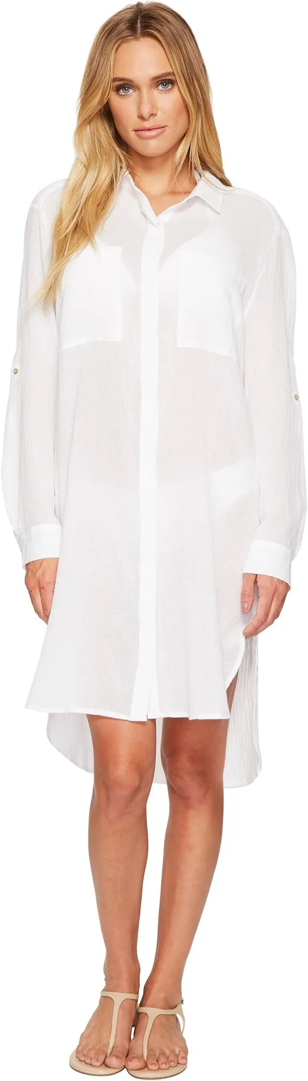 Crinkle Twill Beach Shirt Seafolly, white
