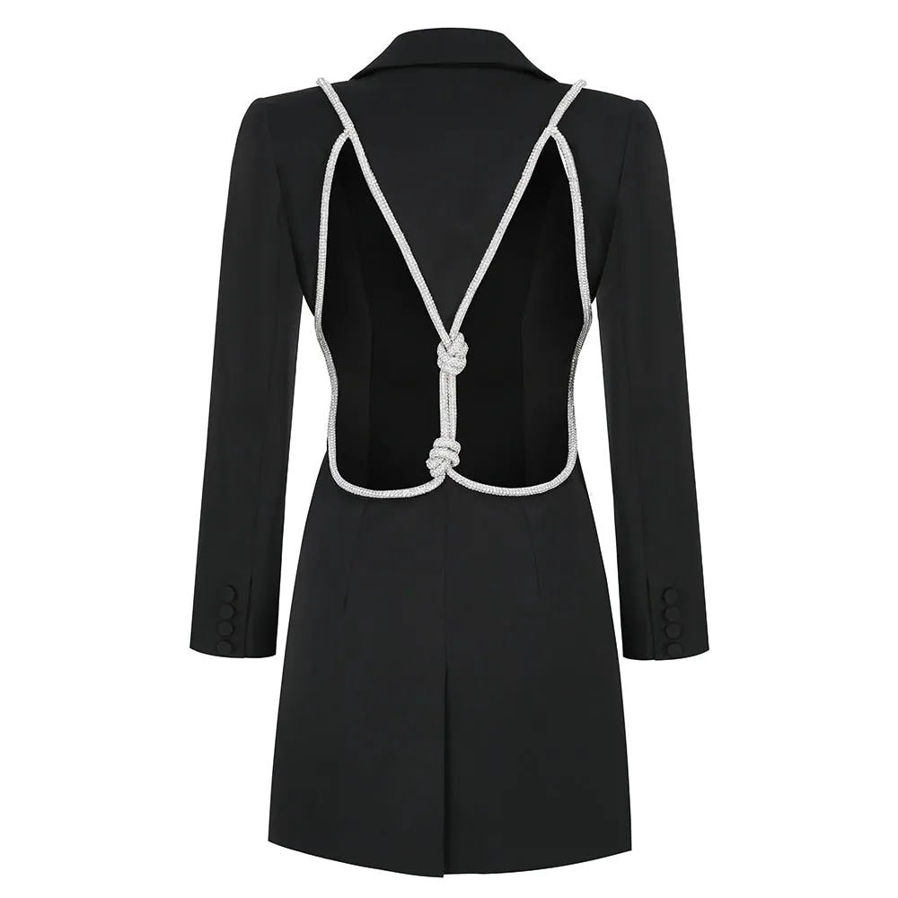 Crystal Rop Backless Blazer Dress
