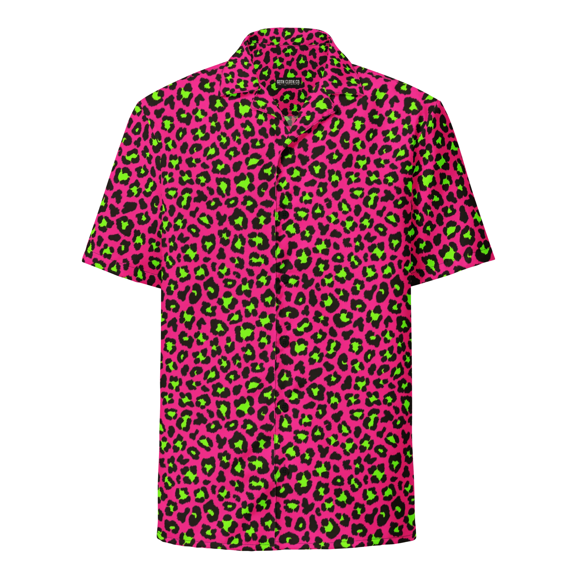 Electric Leopard Print Button-Up Shirt