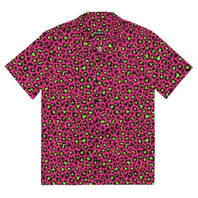 Electric Leopard Print Button-Up Shirt