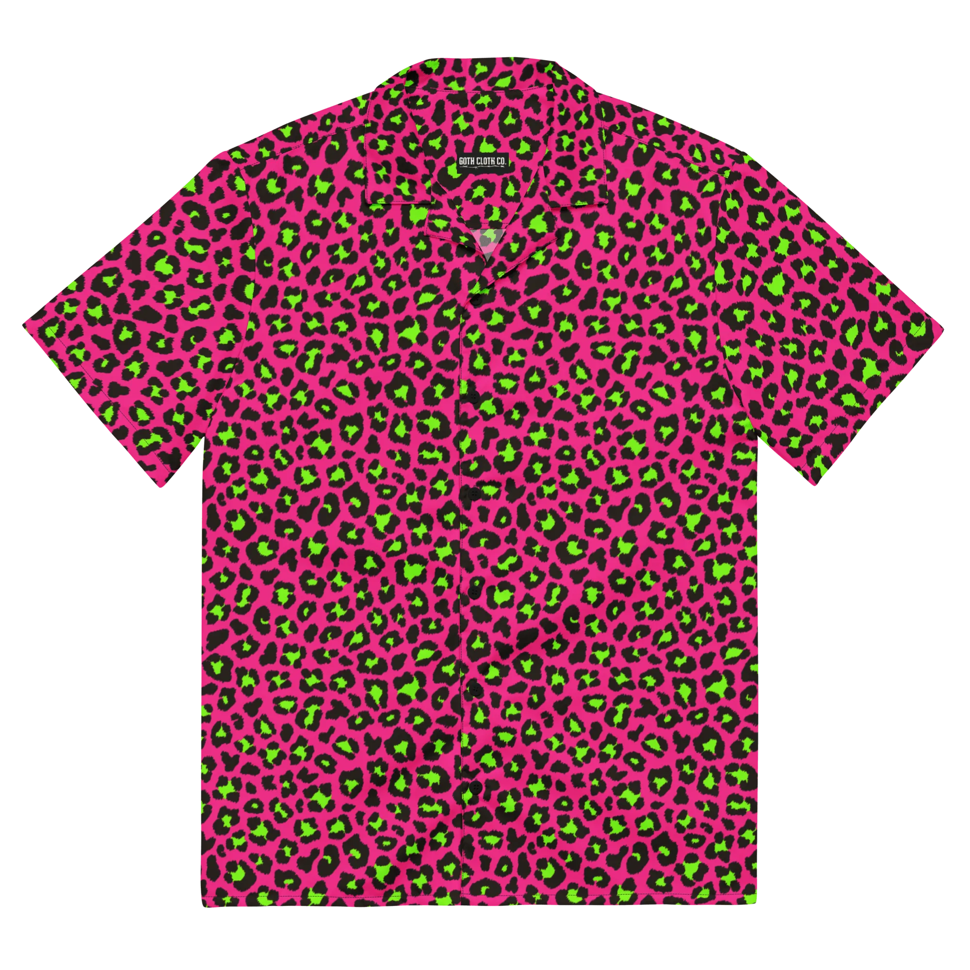 Electric Leopard Print Button-Up Shirt