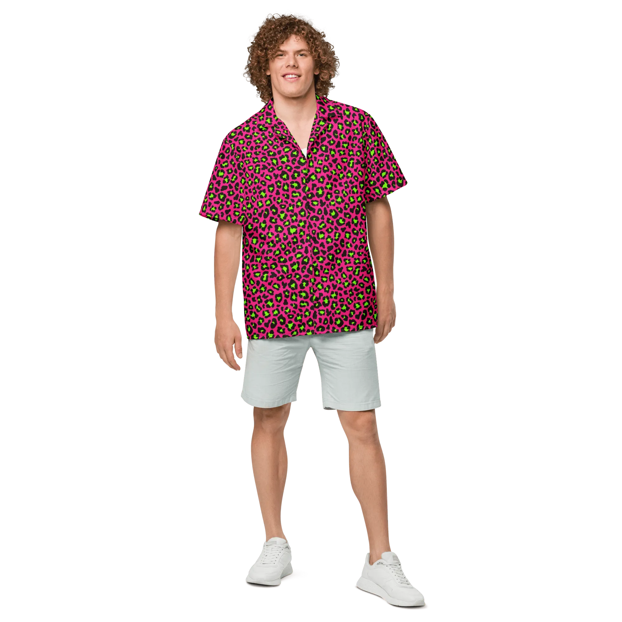 Electric Leopard Print Button-Up Shirt
