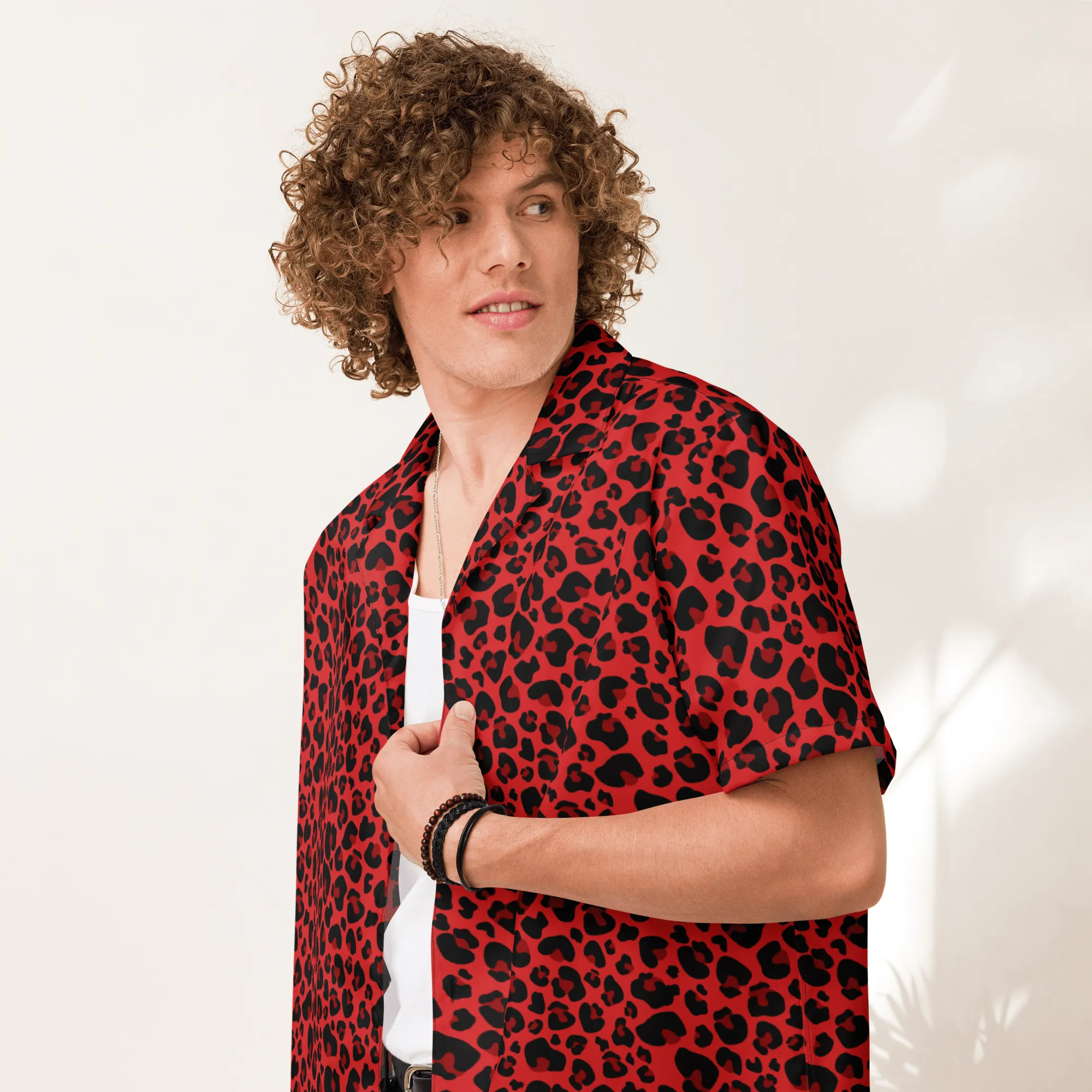 Feline Fever Red Cheetah Button-Up Shirt