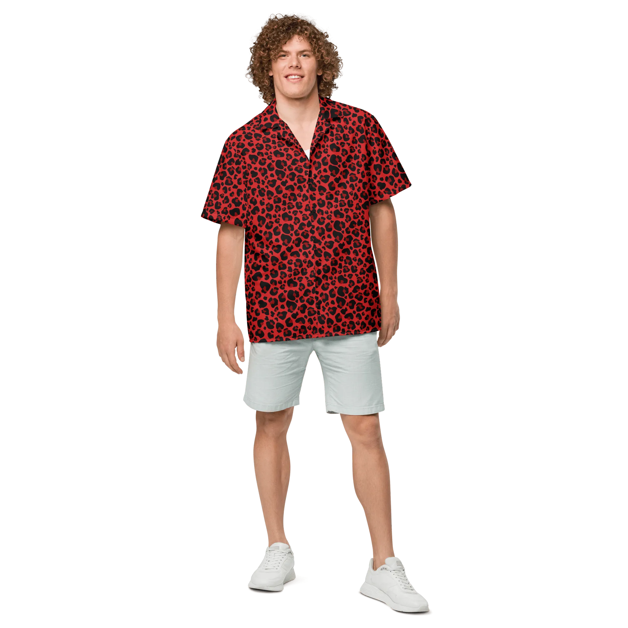 Feline Fever Red Cheetah Button-Up Shirt