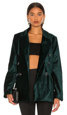 Free People Velvet Ashby Blazer in Dark Green