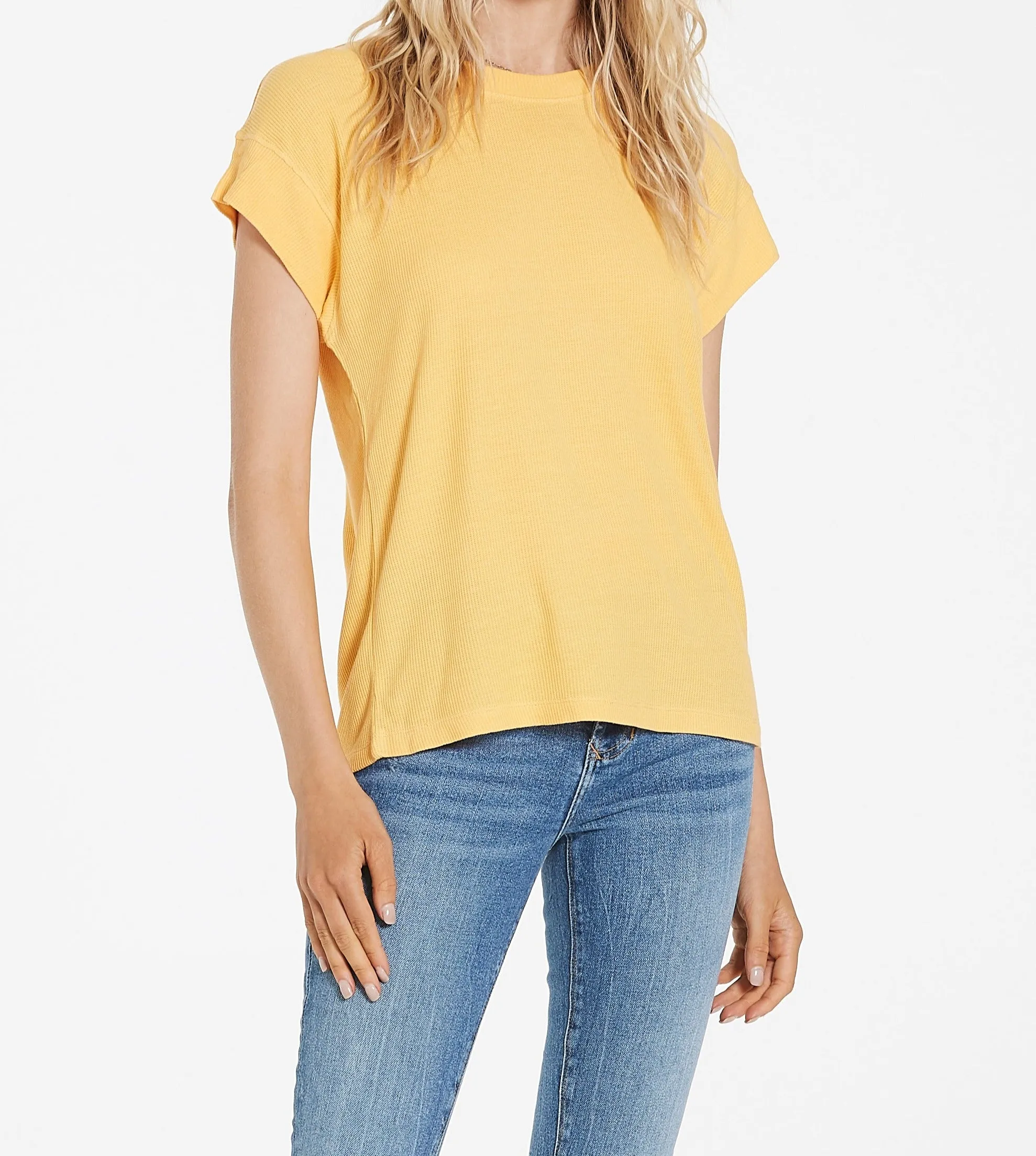 GABBY THERMAL CREW NECK APRICOT CREAM TOP
