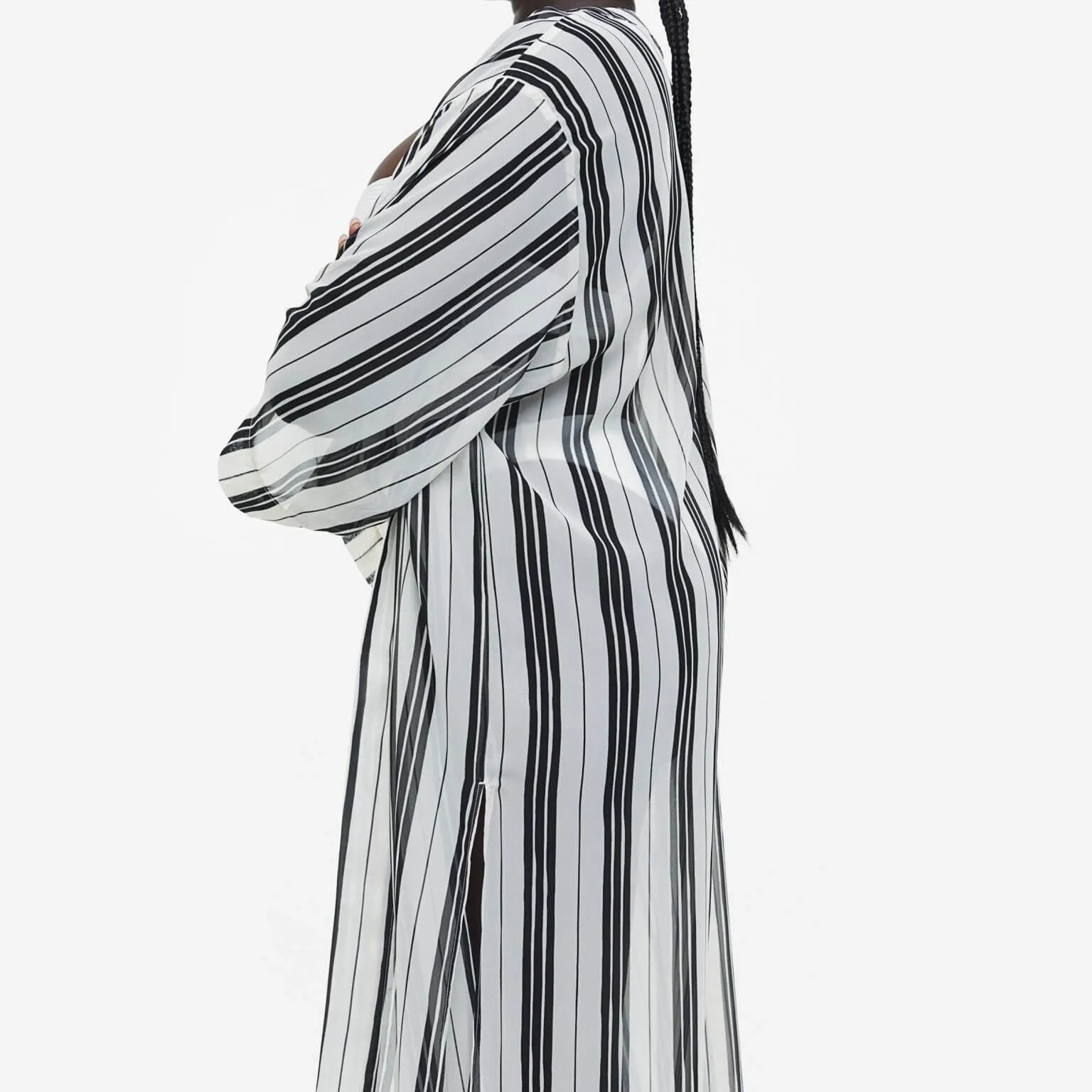 H&M Chiffon Beach Robe, Black/White