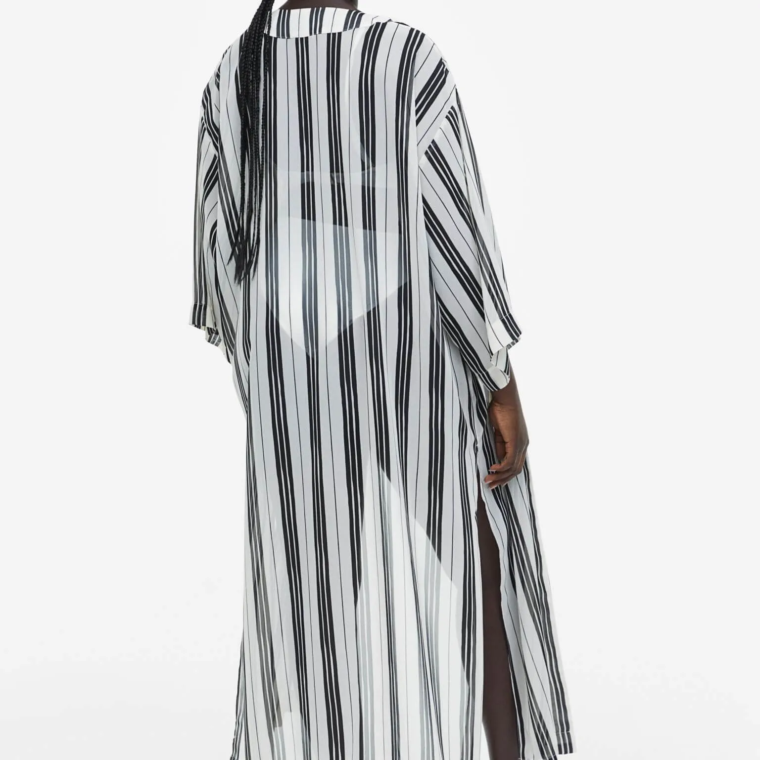 H&M Chiffon Beach Robe, Black/White