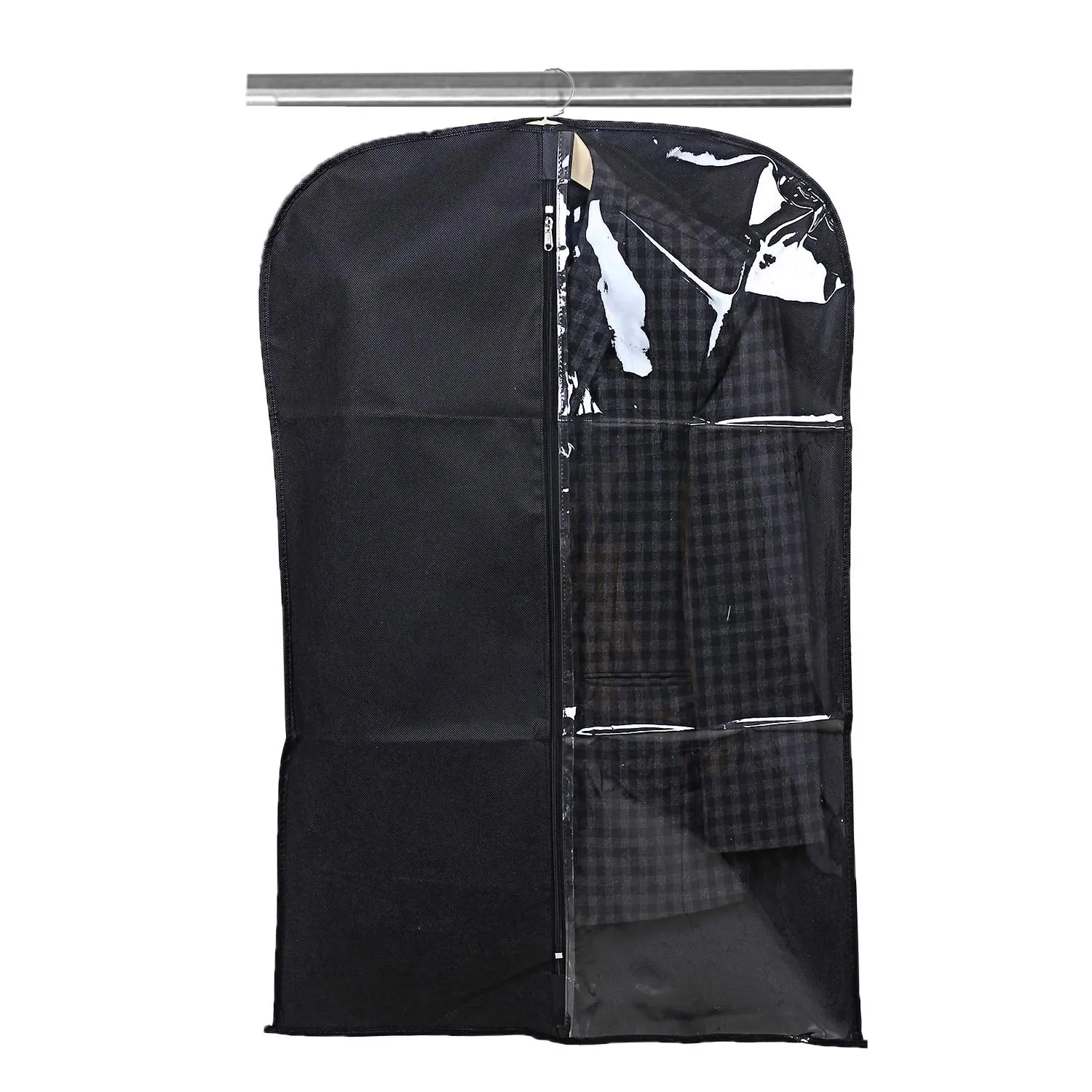 Kuber Industries Half Transparent 6 Piece Non Woven Men's Coat Blazer Cover, Black