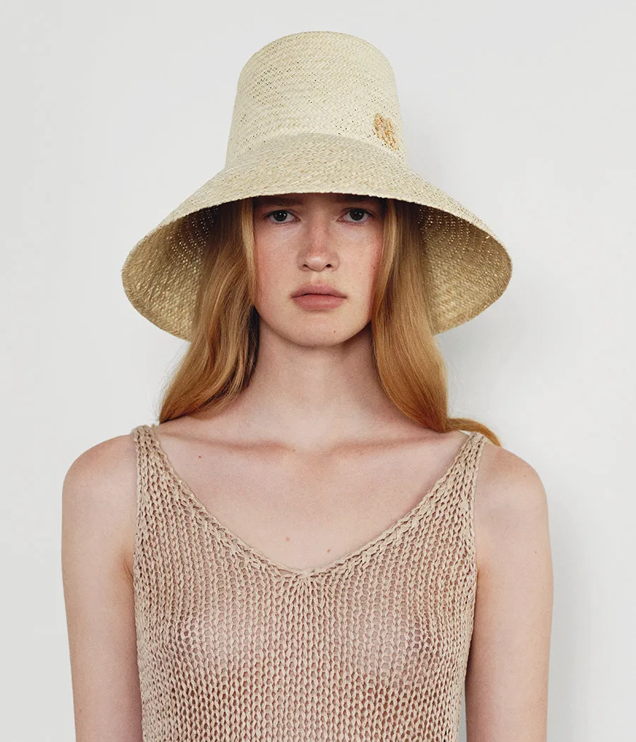 Monogram-embellished Wide Brim Hat
