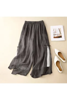 Mori Girl Wide-Leg Linen Pants
