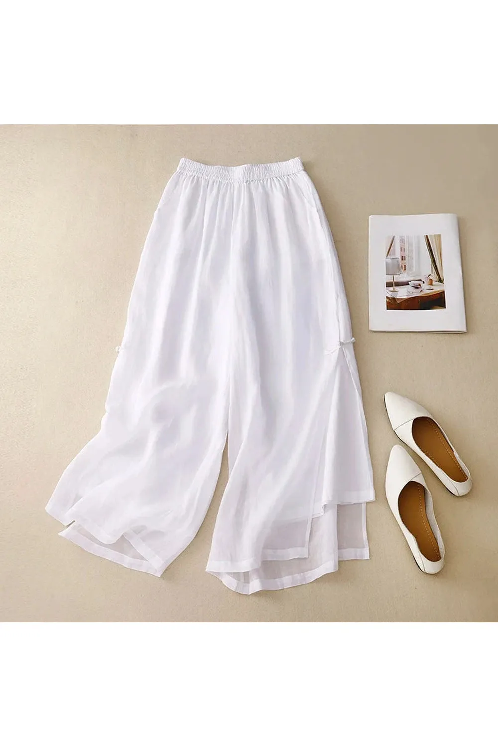 Mori Girl Wide-Leg Linen Pants