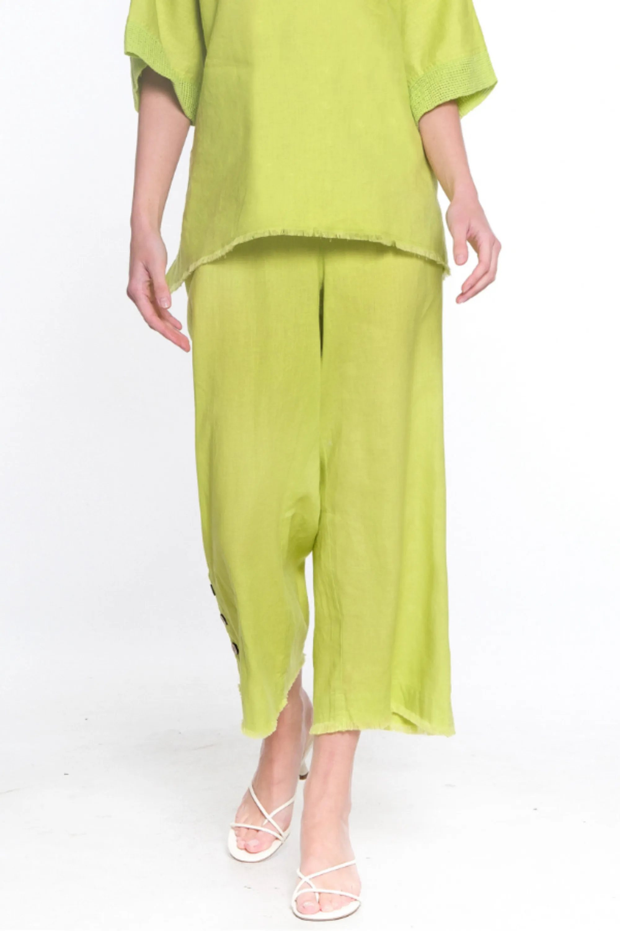 Pull On Wide Leg Pant-Women's- Lime