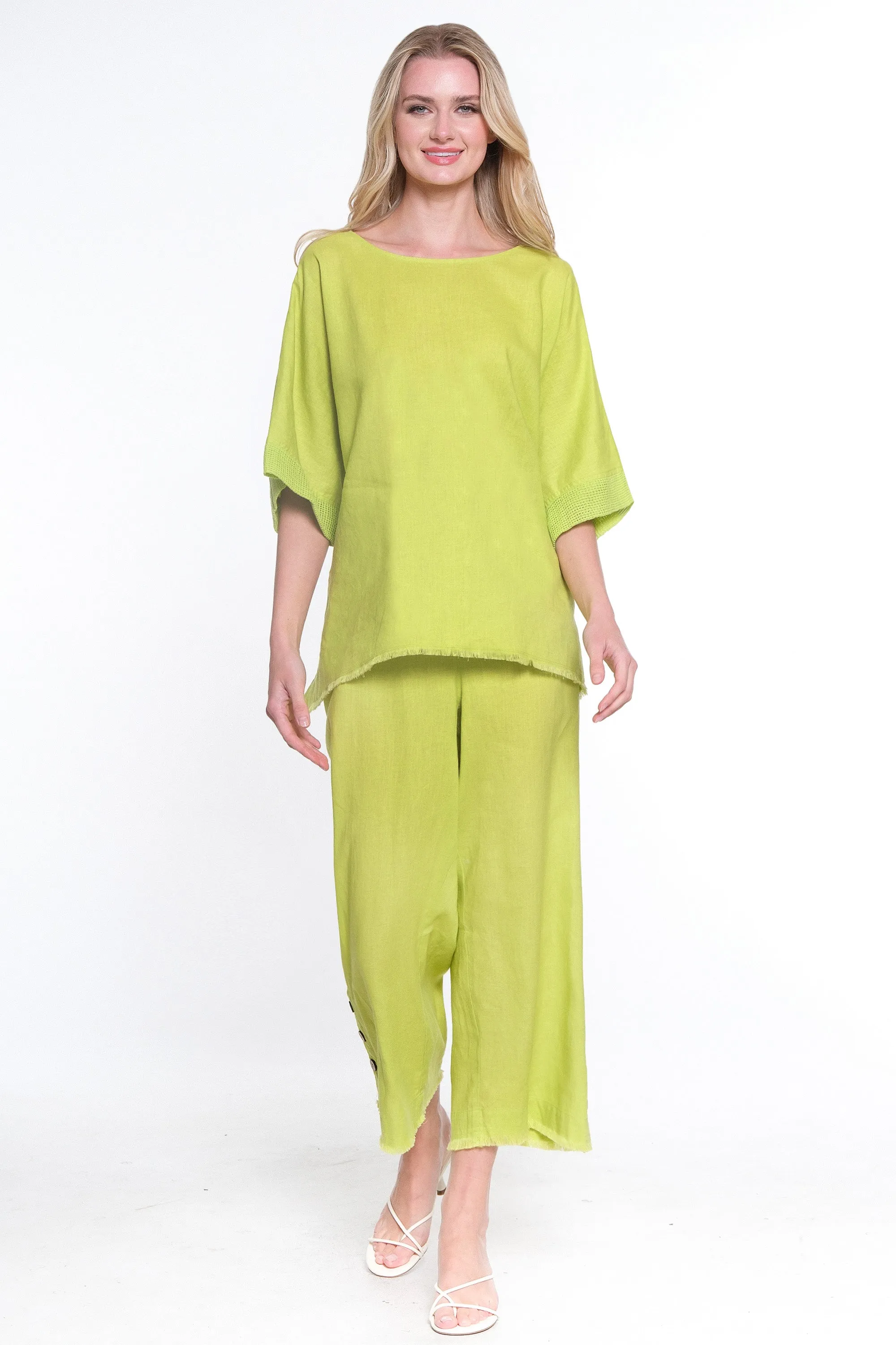 Pull On Wide Leg Pant-Women's- Lime