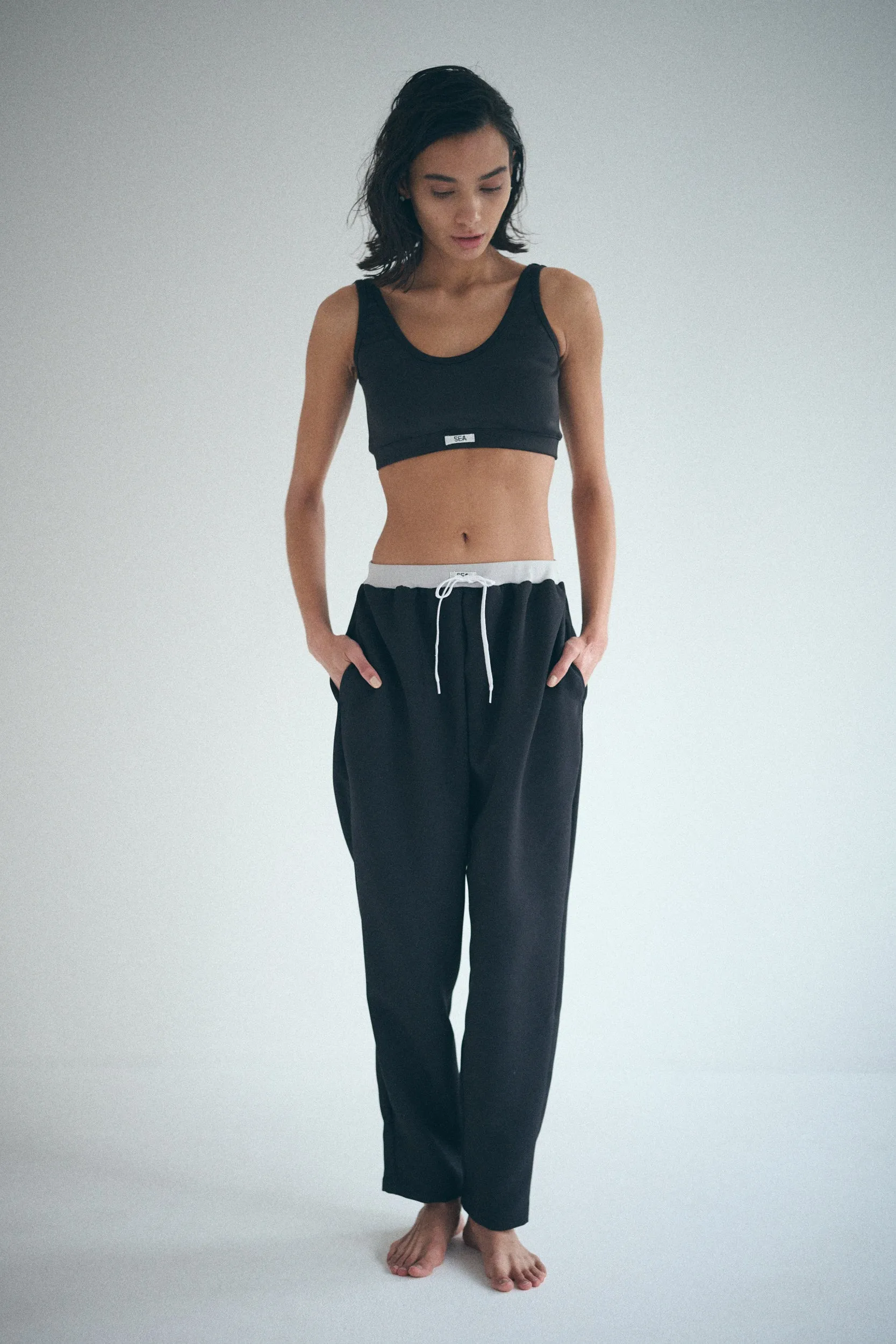 SEA TRIPLE FACED TAPERED EASY TROUSERS