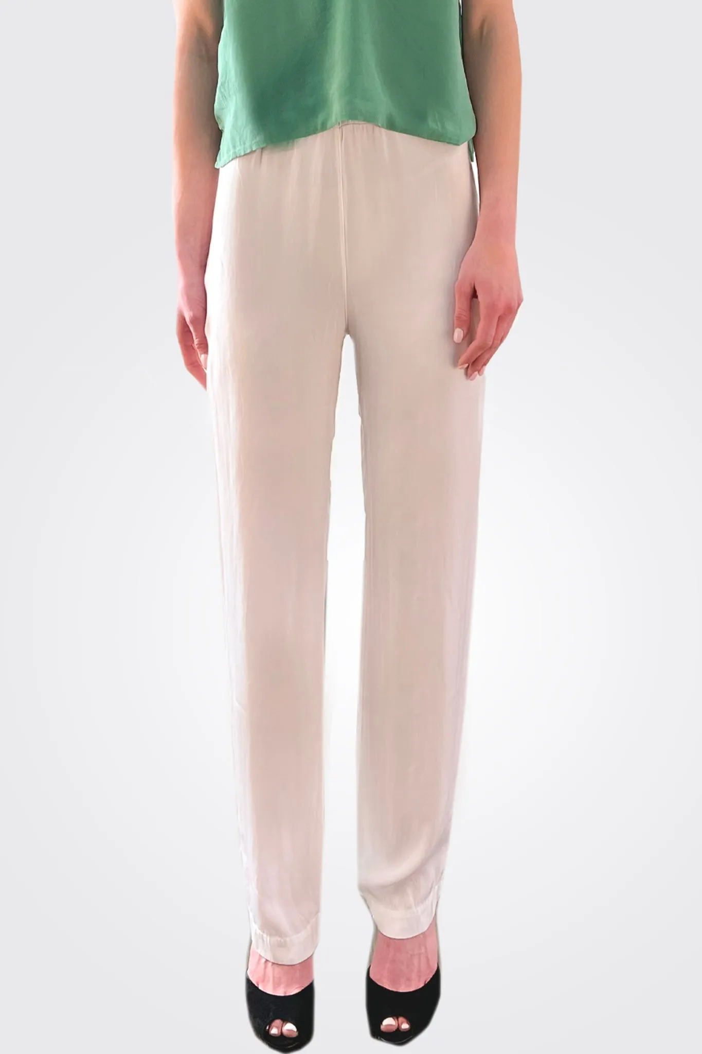 Silk Tapered Trousers - White