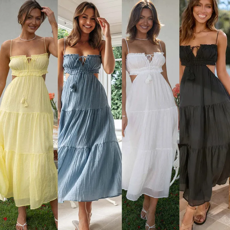 Sleeveless Splicing Long Swing Dress