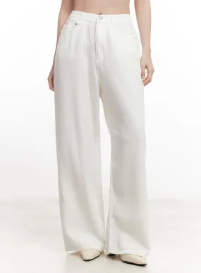 Solid Linen Wide-Leg Pants CA502