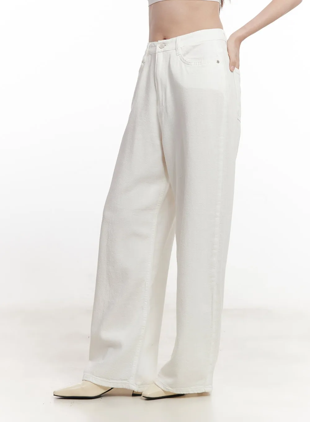 Solid Linen Wide-Leg Pants CA502