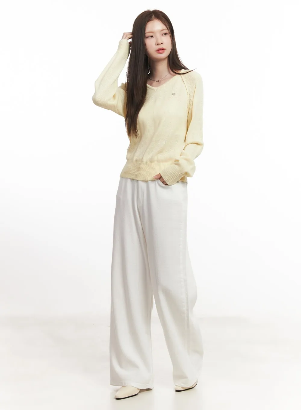 Solid Linen Wide-Leg Pants CA502