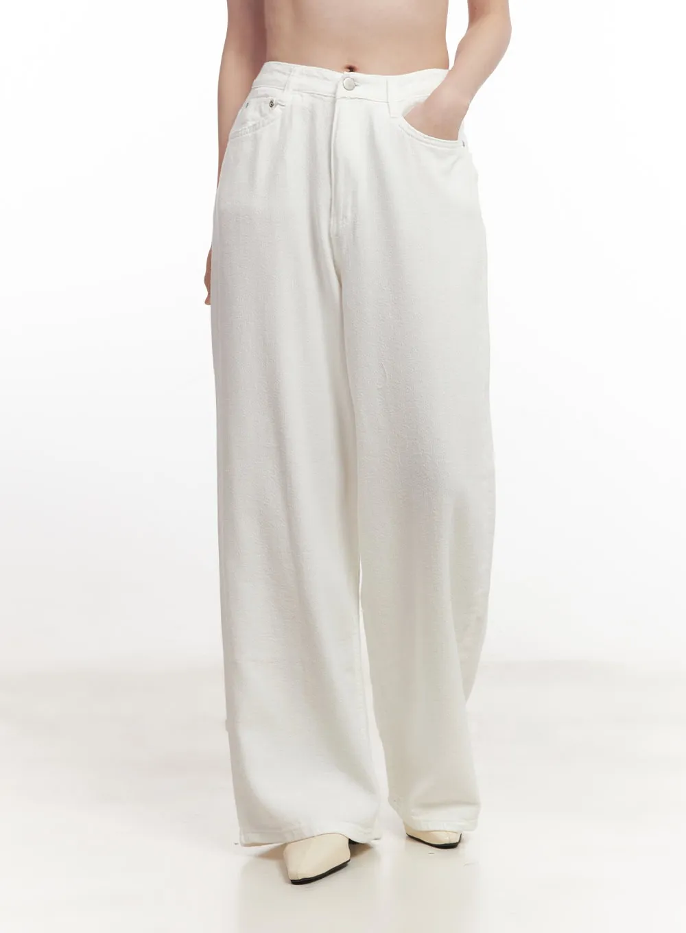 Solid Linen Wide-Leg Pants CA502