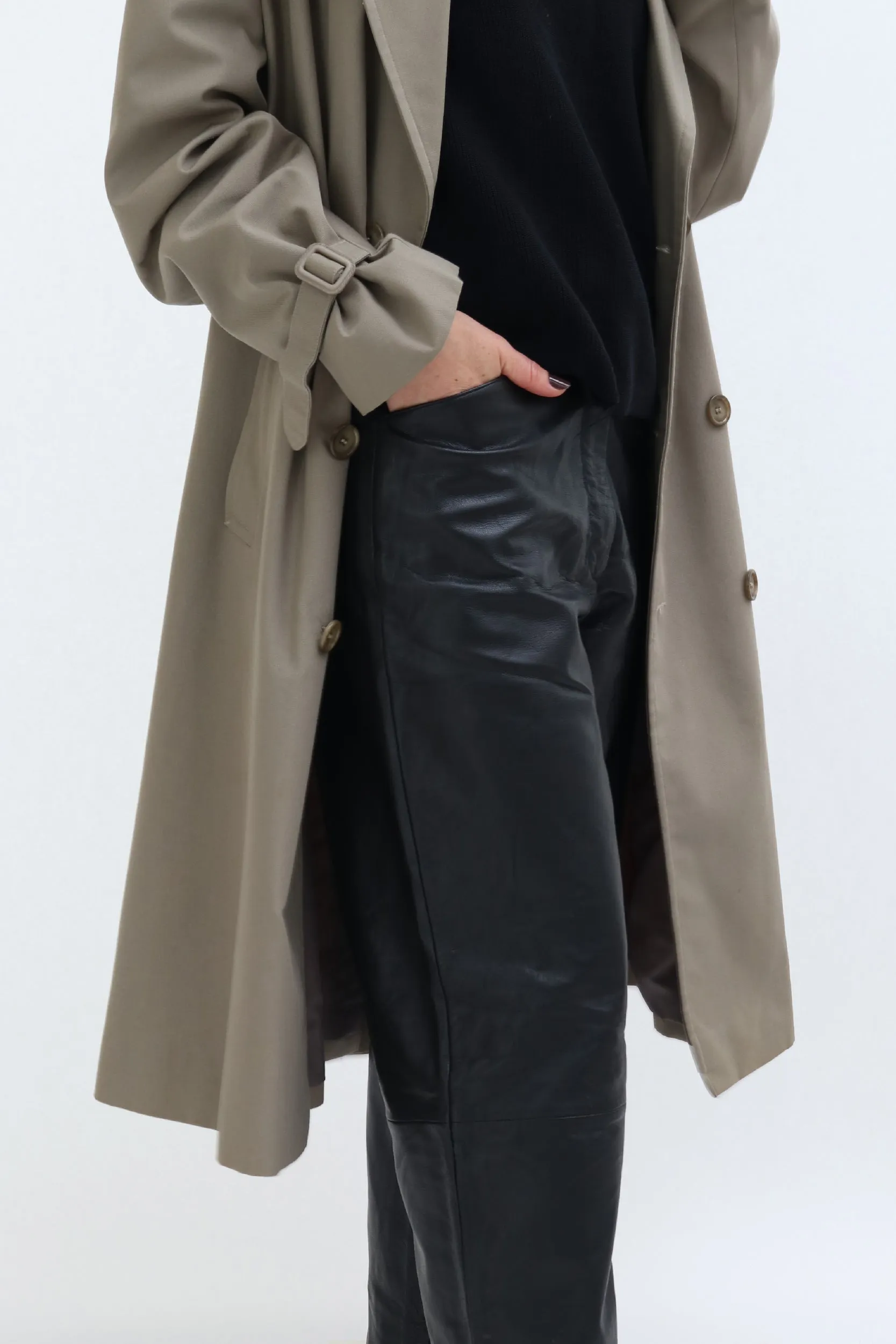 VINTAGE LEATHER TAPERED TROUSERS