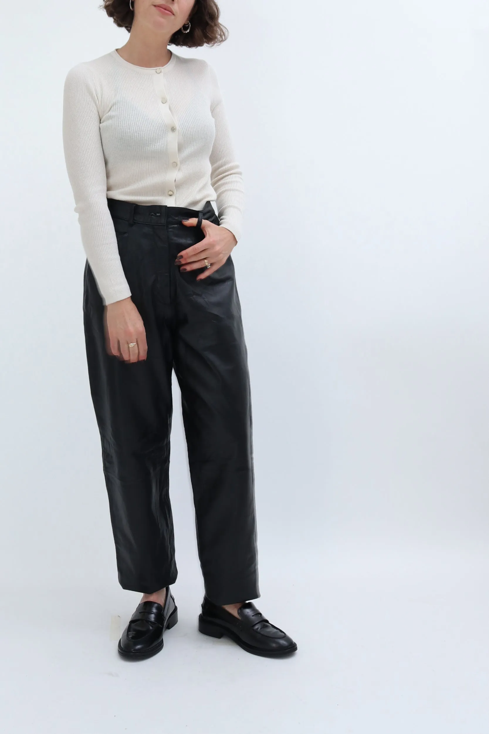 VINTAGE LEATHER TAPERED TROUSERS