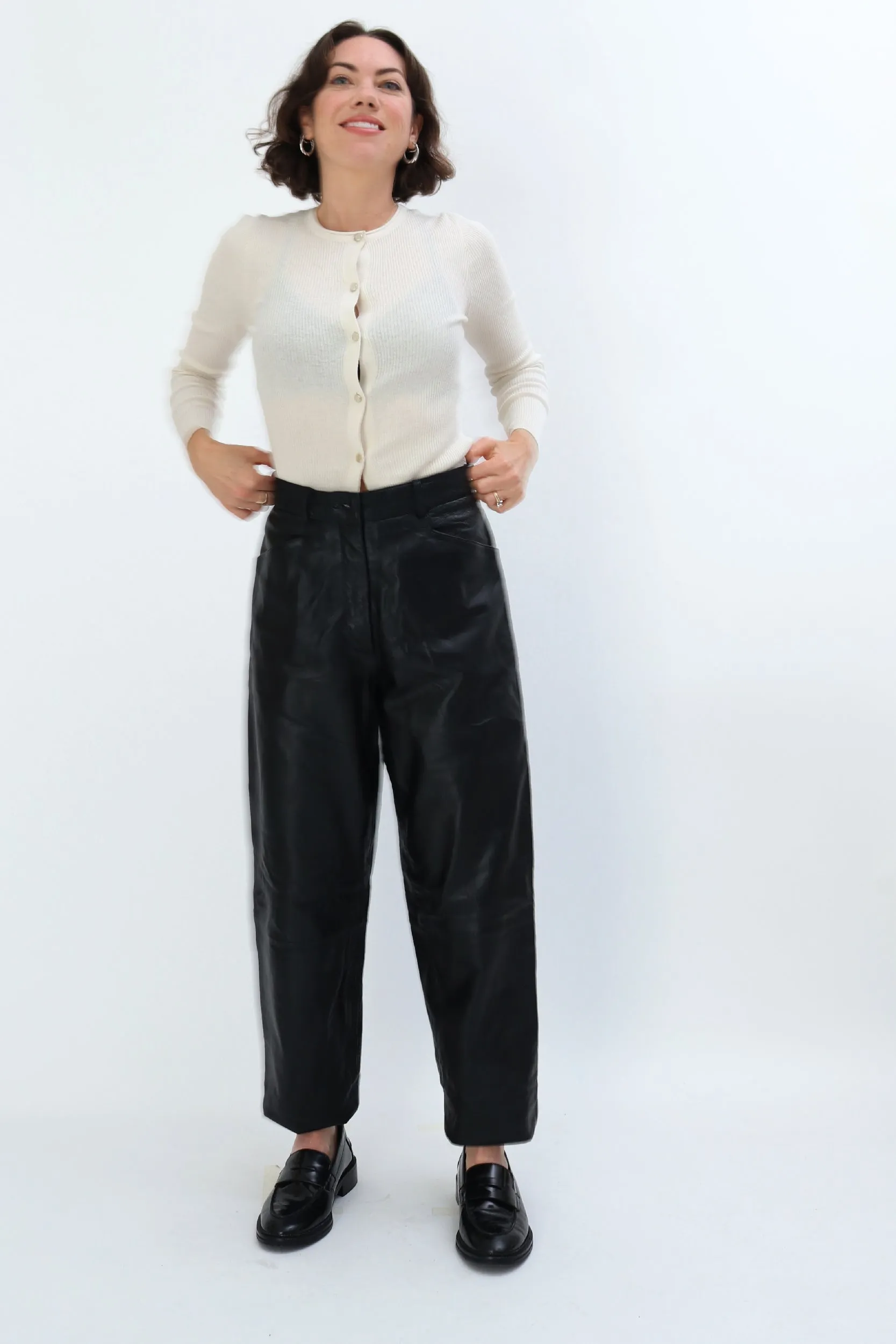 VINTAGE LEATHER TAPERED TROUSERS