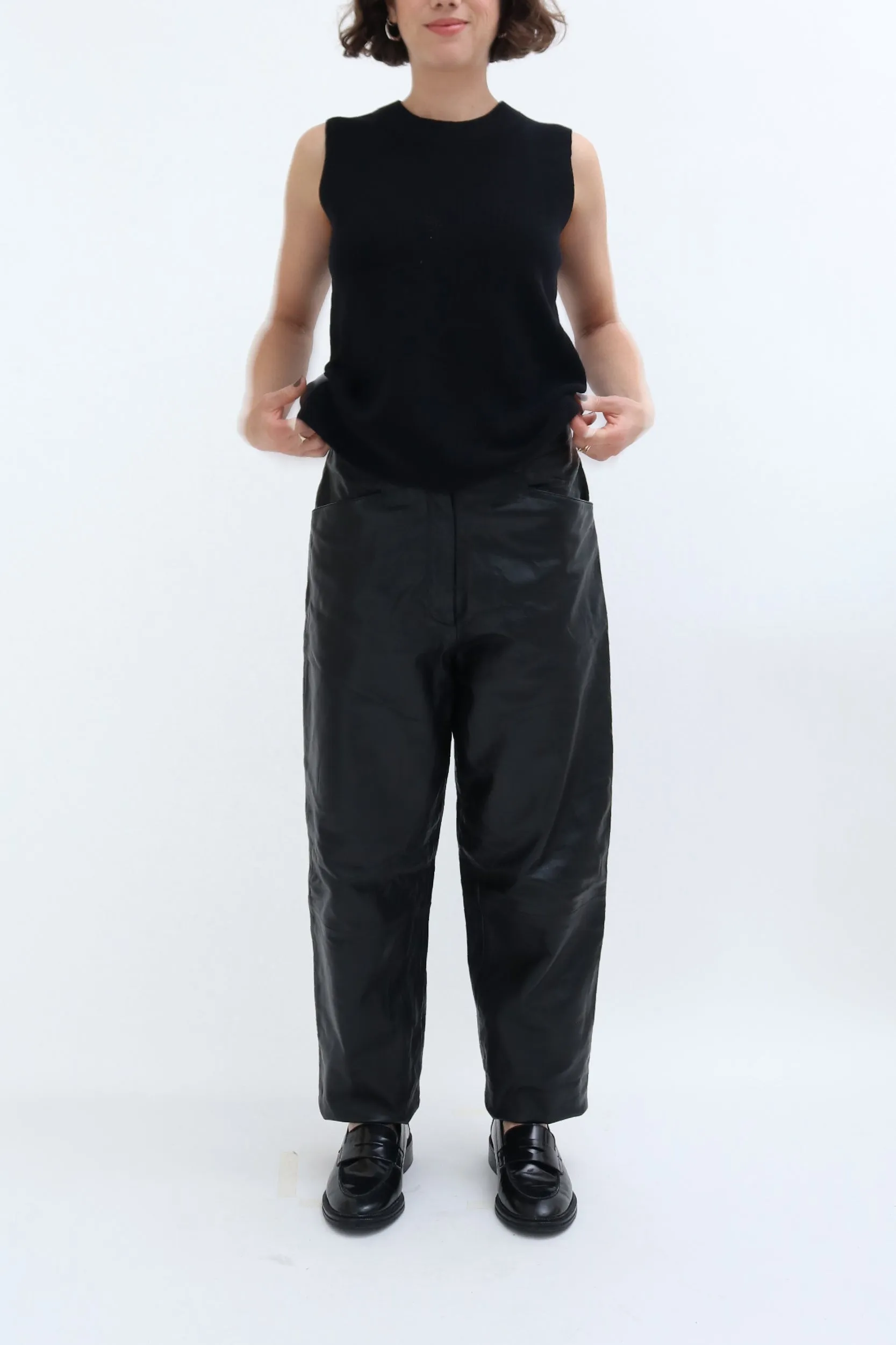 VINTAGE LEATHER TAPERED TROUSERS