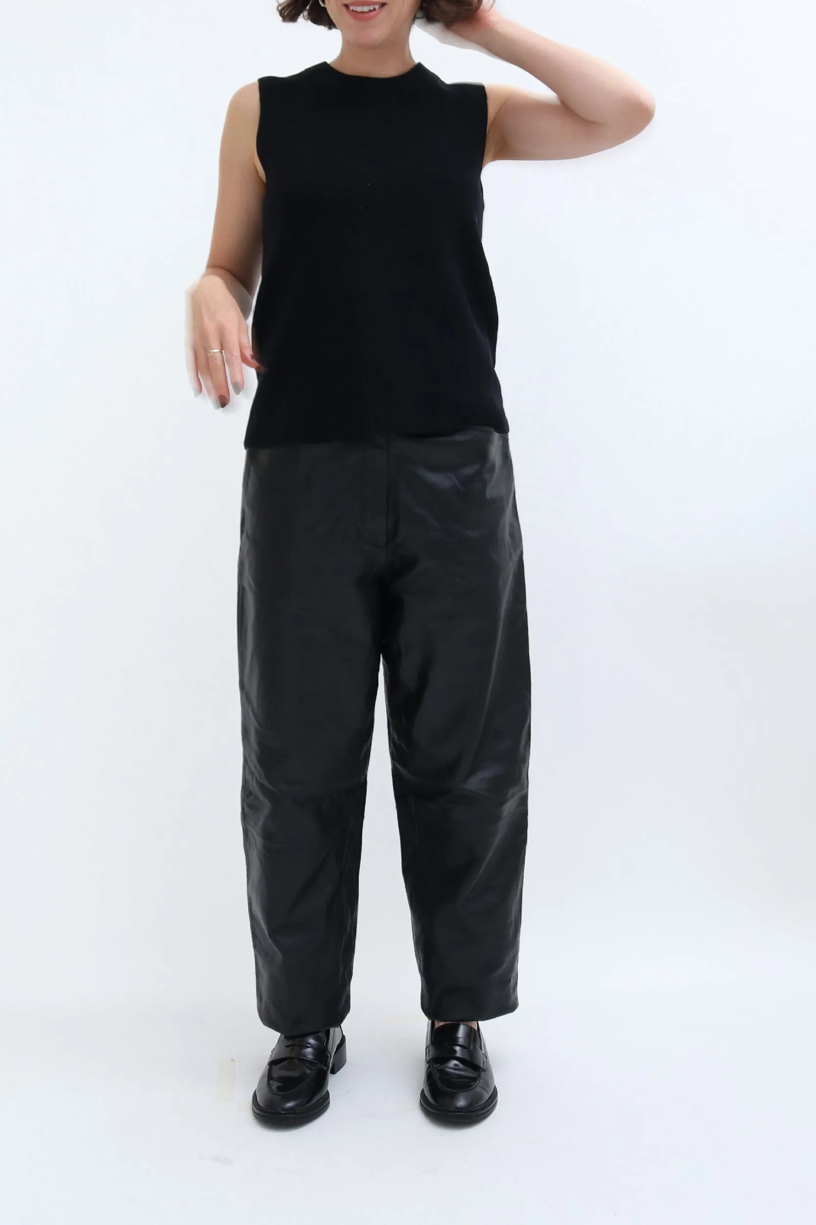 VINTAGE LEATHER TAPERED TROUSERS